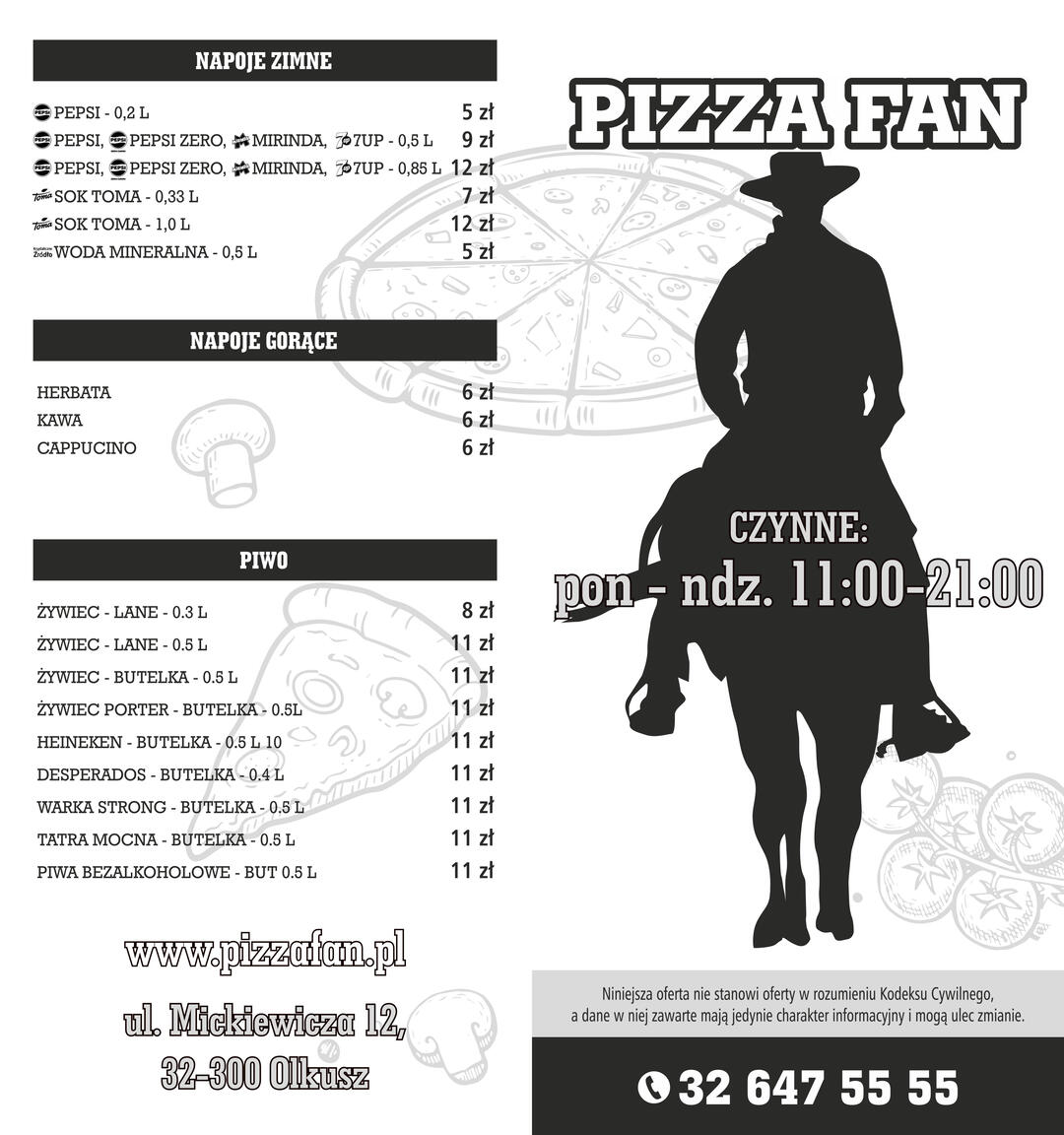 menu PizzaFan 2026